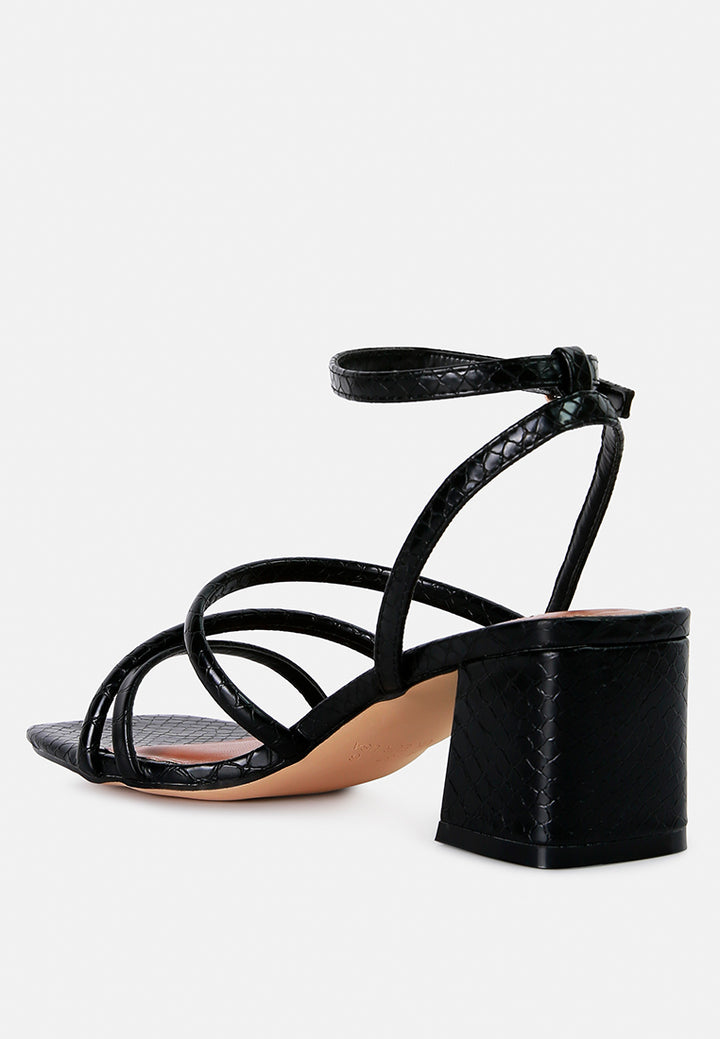 right pose croc mid block heel casual sandals#color_black