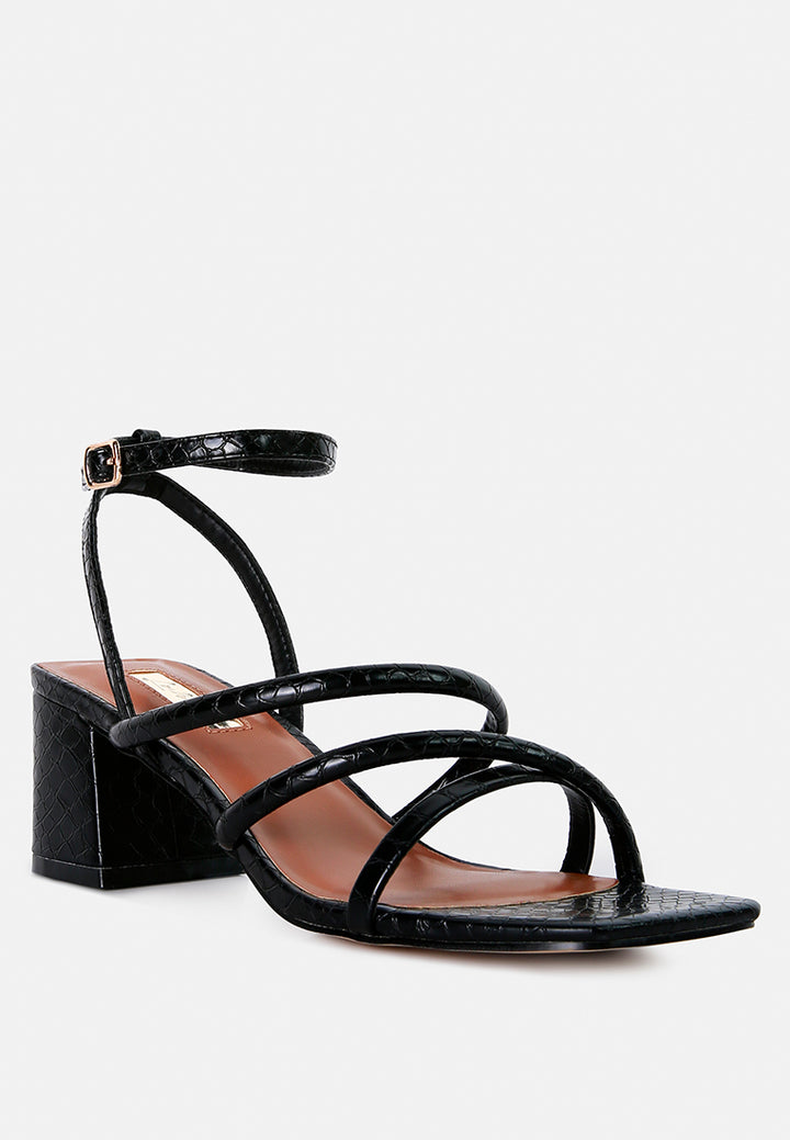 right pose croc mid block heel casual sandals#color_black