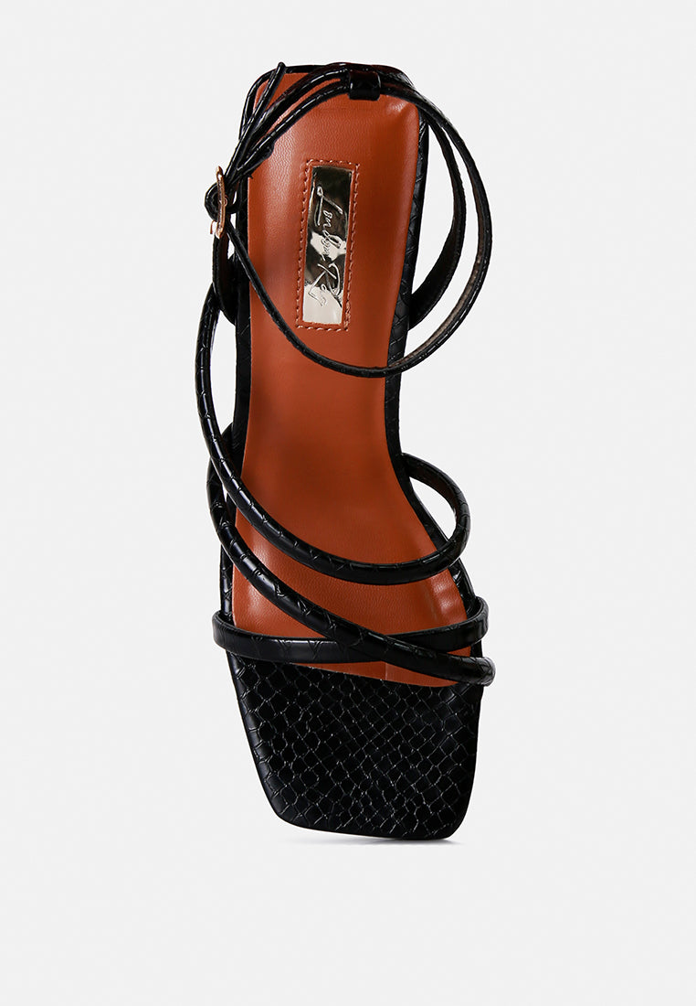 right pose croc mid block heel casual sandals#color_black