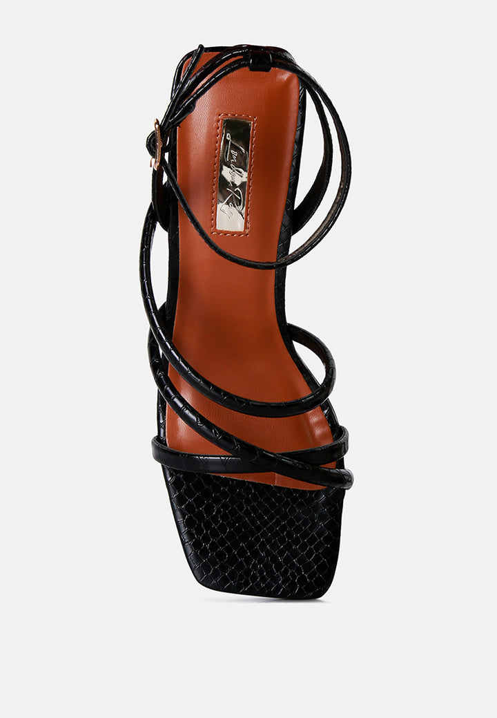 right pose croc mid block heel casual sandals#color_black