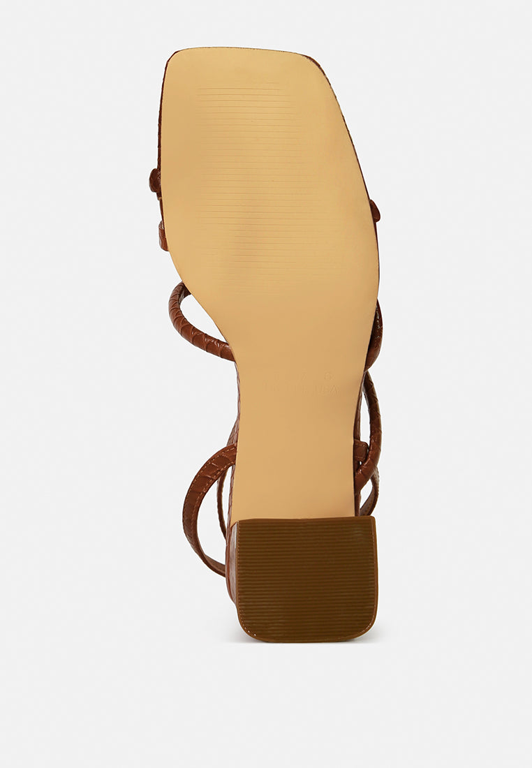 right pose croc mid block heel casual sandals#color_tan