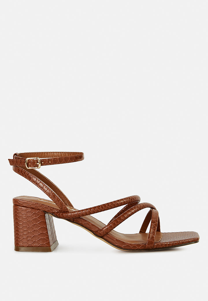 right pose croc mid block heel casual sandals#color_tan