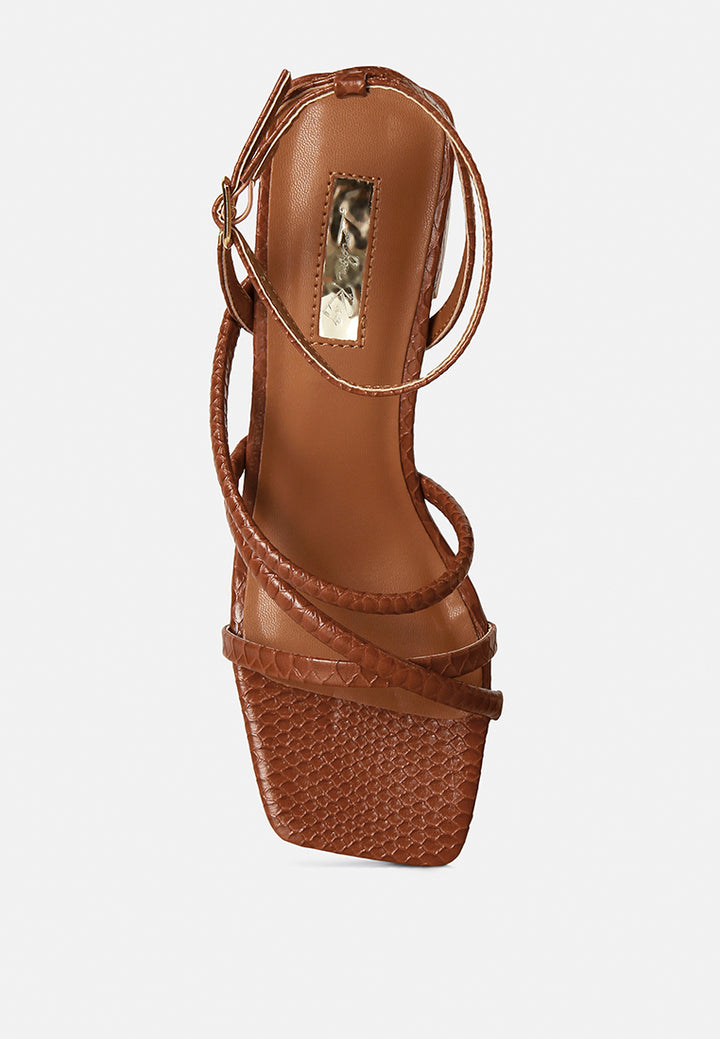 right pose croc mid block heel casual sandals#color_tan