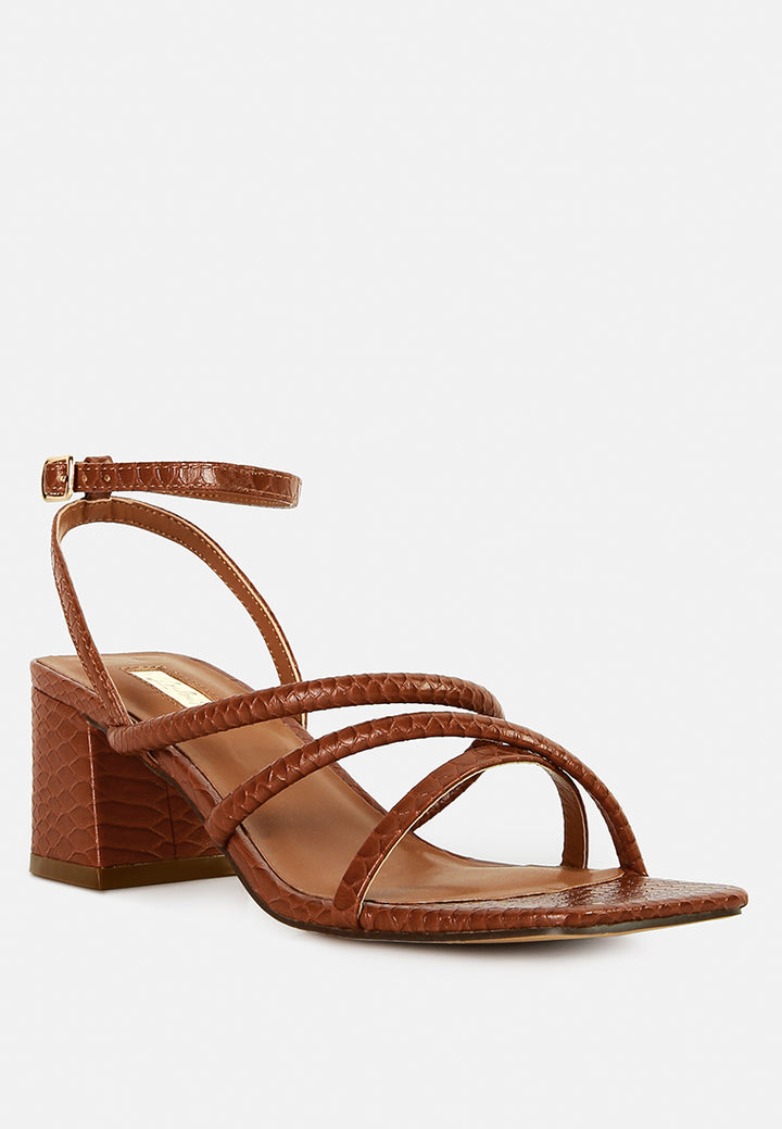 right pose croc mid block heel casual sandals#color_tan