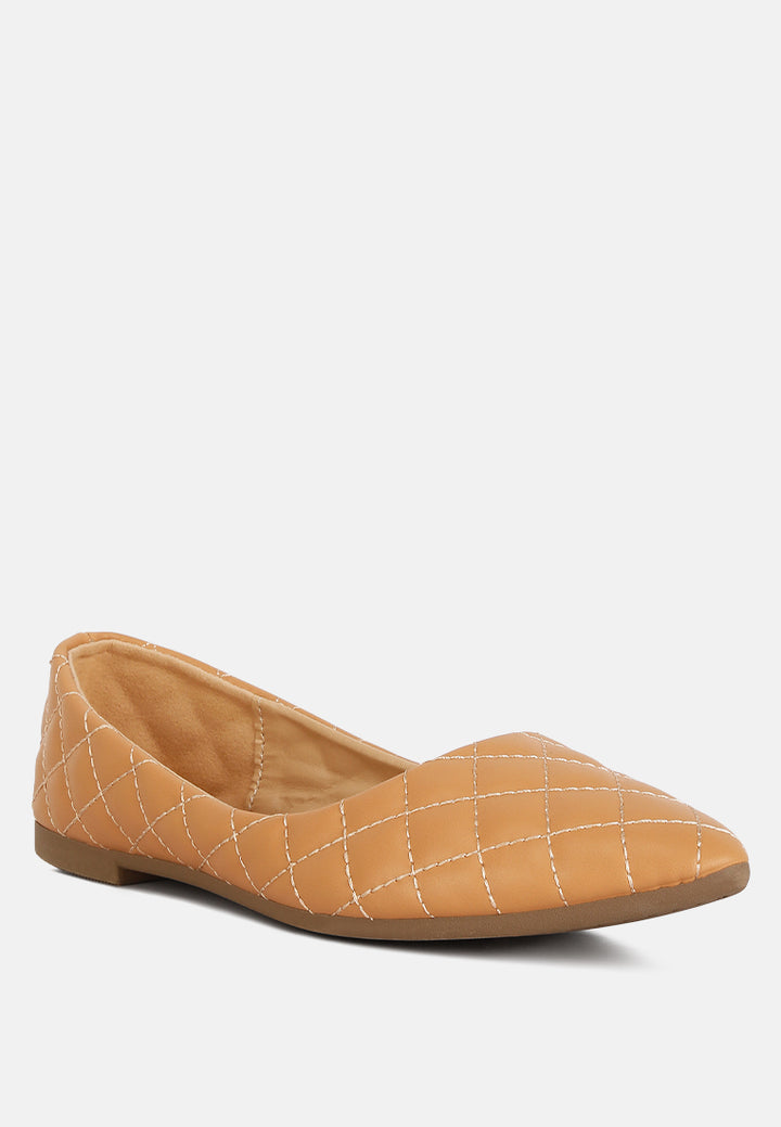 women quilted detail ballet flats#color_beige