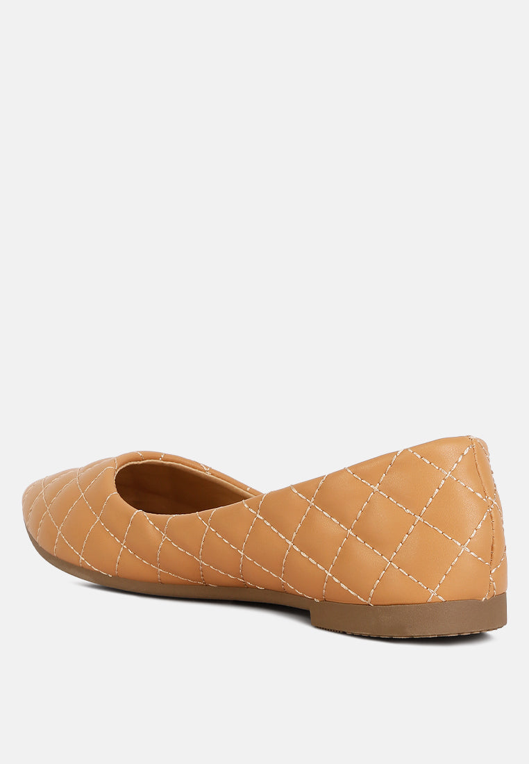 women quilted detail ballet flats#color_beige