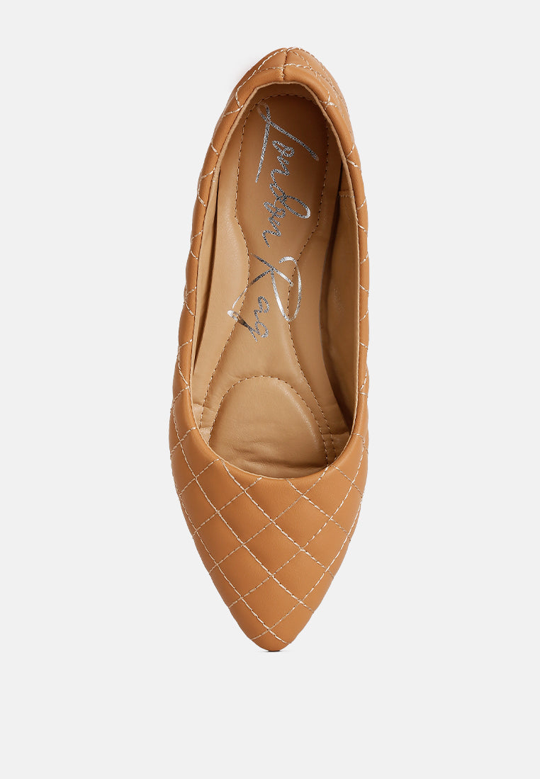 women quilted detail ballet flats#color_beige