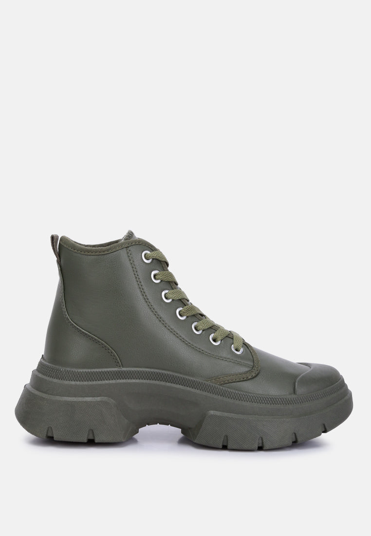 women chunky lace up boots#color_khaki