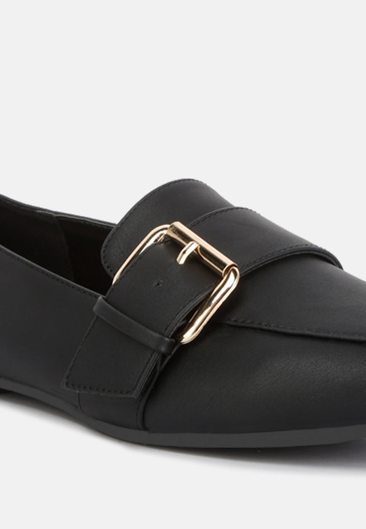 Women Pin Buckle Detail Loafers
