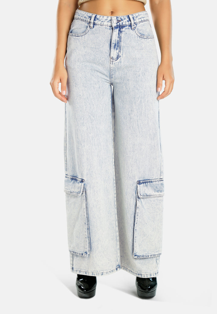 Women Flap Ankle Pockets Denim