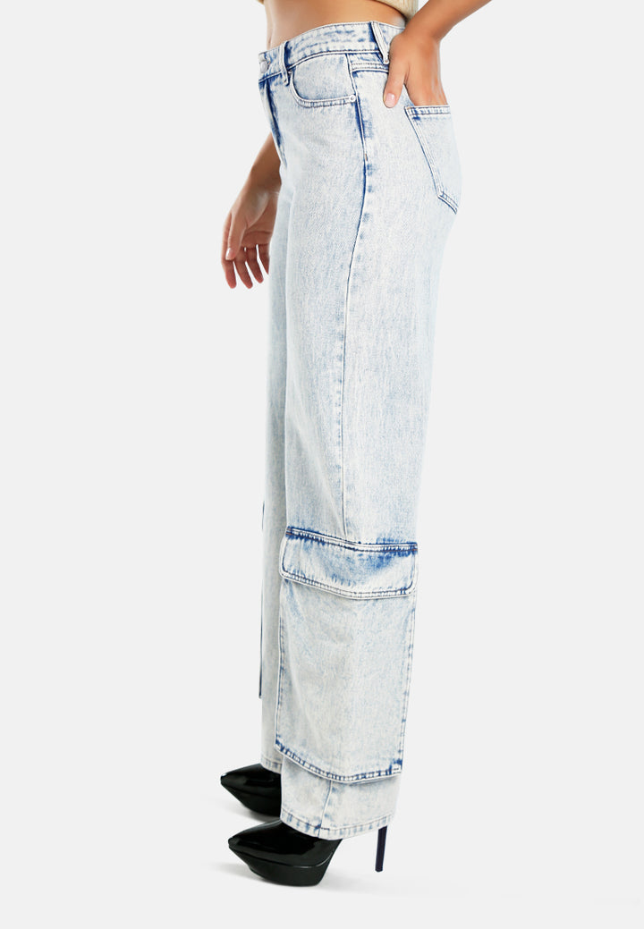 Women Flap Ankle Pockets Denim