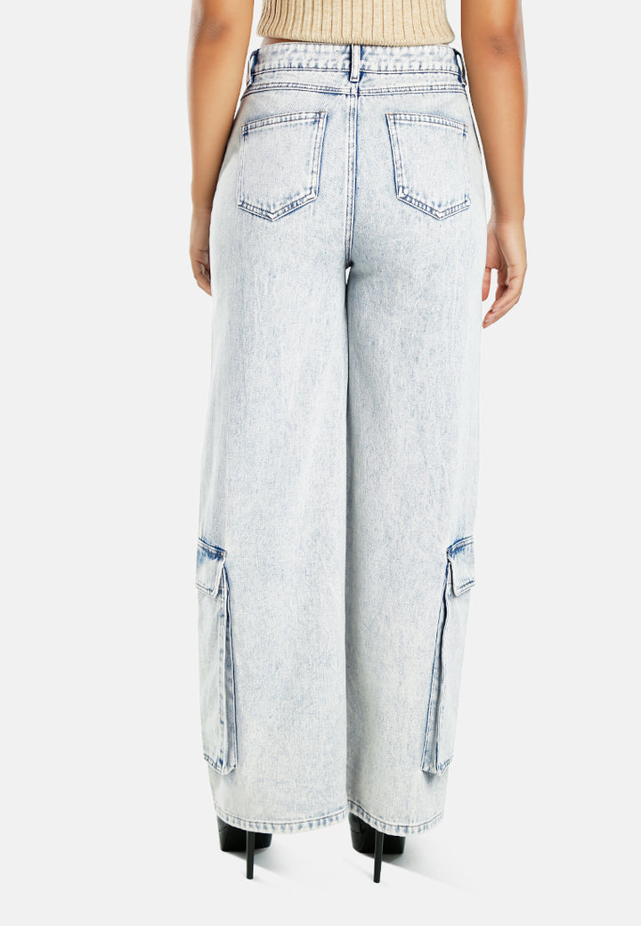 Women Flap Ankle Pockets Denim