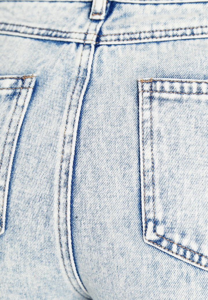 Women Flap Ankle Pockets Denim