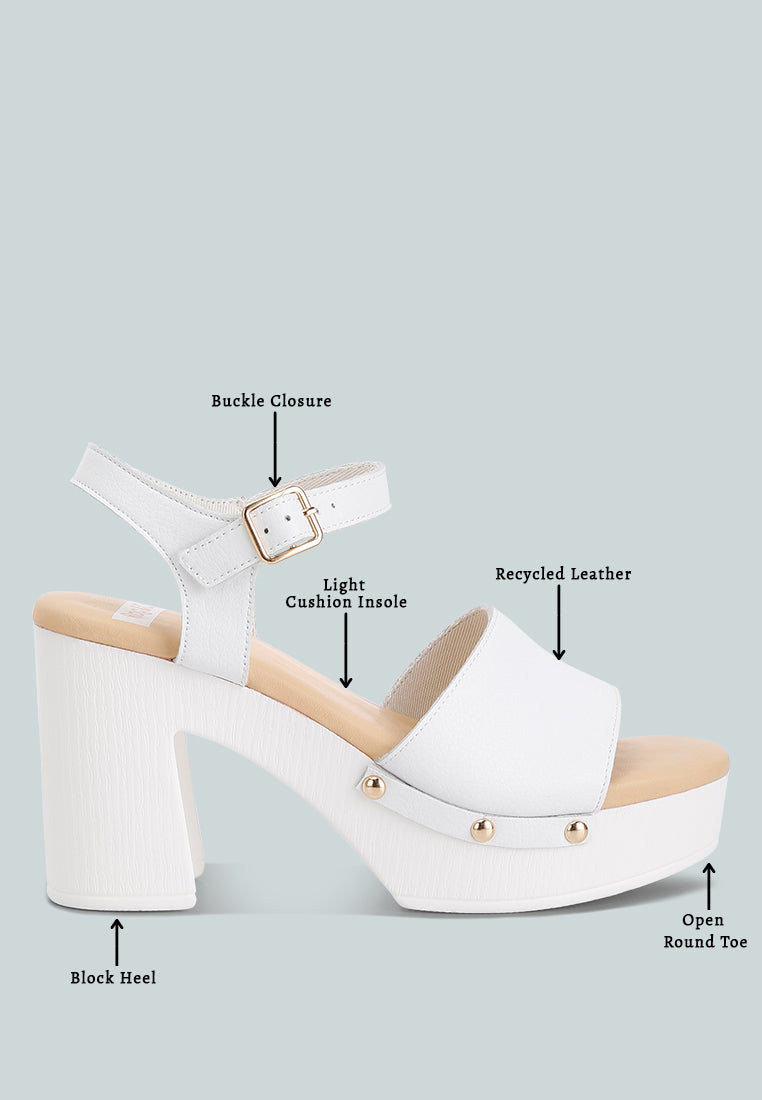 women recycled leather high block sandals#color_white