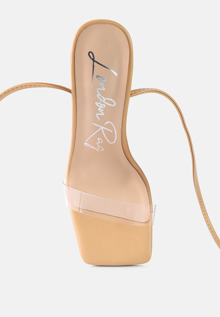 women lace up diamante high heel sandal#color_latte