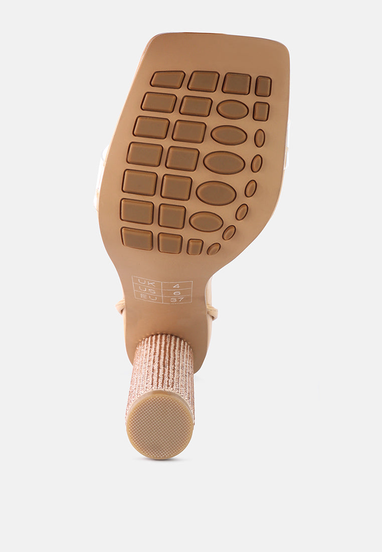 women lace up diamante high heel sandal#color_latte