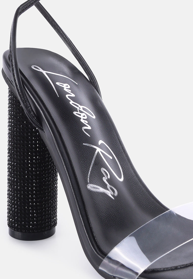 women lace up diamante high heel sandal#color_black