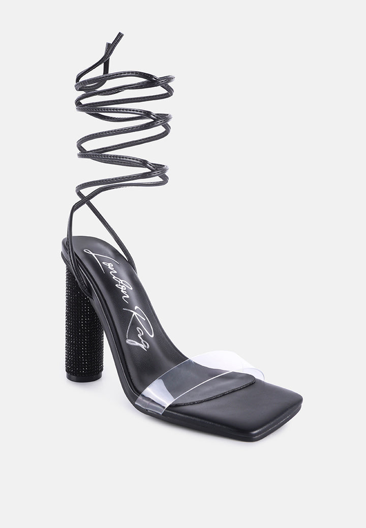 women lace up diamante high heel sandal#color_black