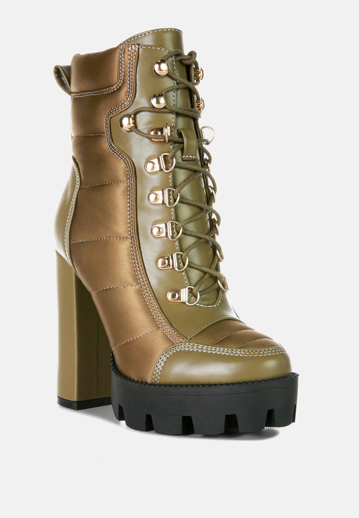 high heel quilted satin biker boots#color_khaki