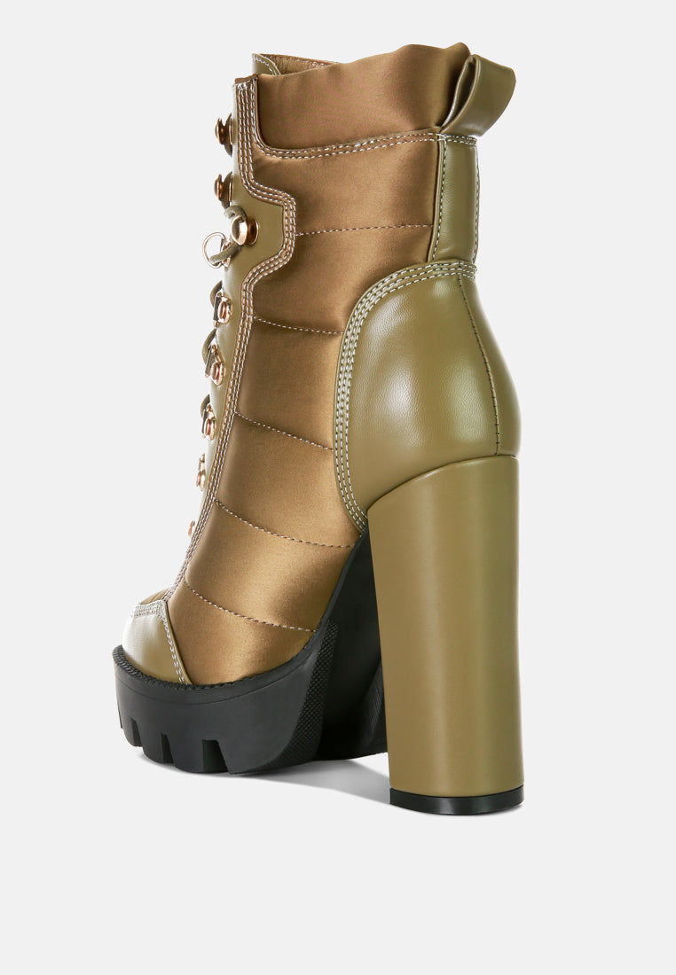 high heel quilted satin biker boots#color_khaki