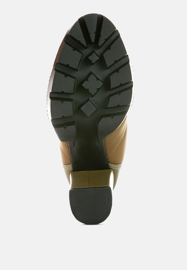 high heel quilted satin biker boots#color_khaki