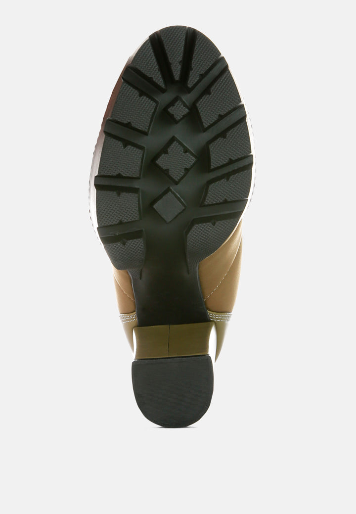 high heel quilted satin biker boots#color_khaki