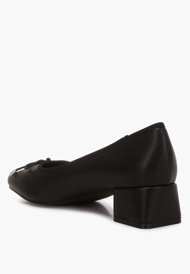 women low block heel ballerinas#color_black