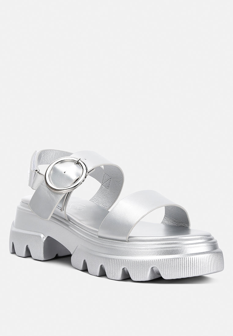 women metallic chunky sandals#color_silver