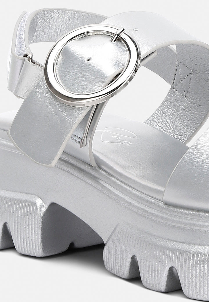 women metallic chunky sandals#color_silver