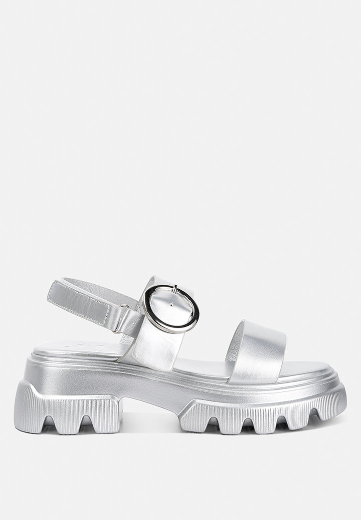 women metallic chunky sandals#color_silver