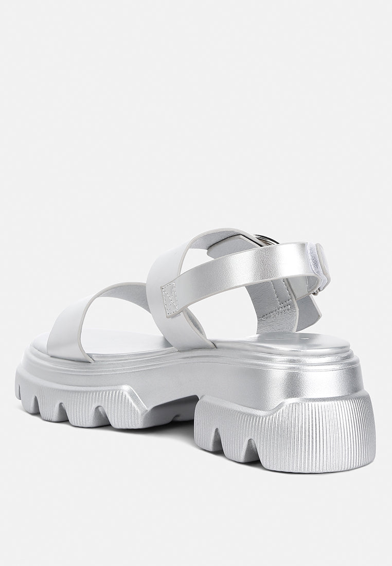 women metallic chunky sandals#color_silver