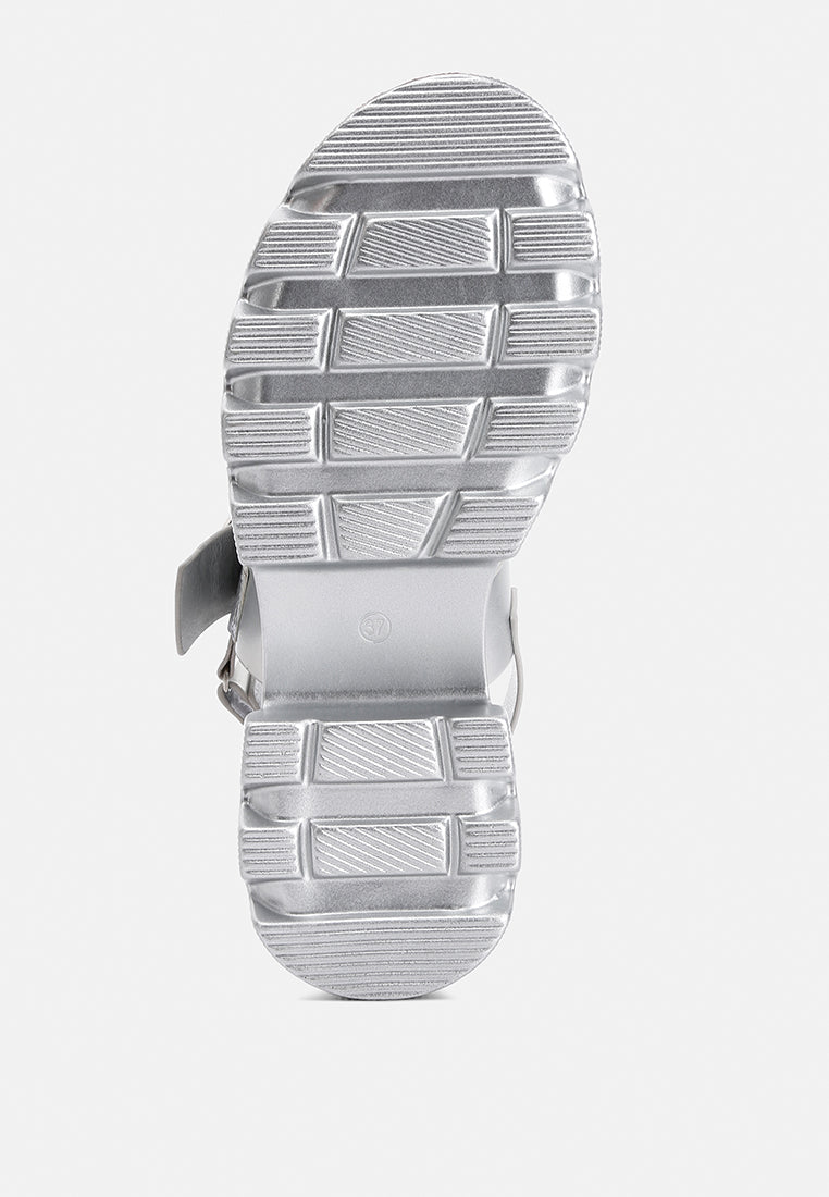 women metallic chunky sandals#color_silver