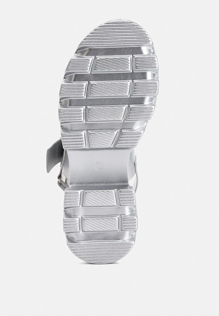 women metallic chunky sandals#color_silver