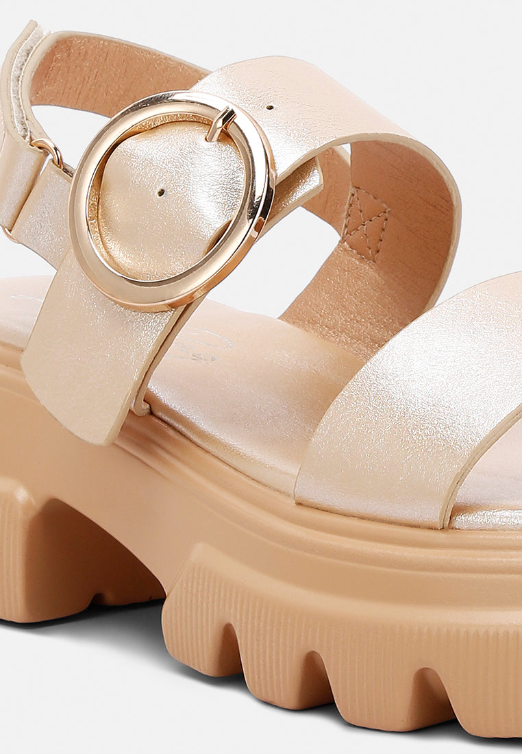 women metallic chunky sandals#color_gold