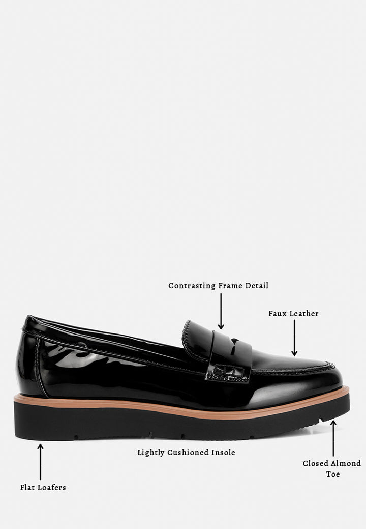 Women Patent PU Wedge Heel Loafer
