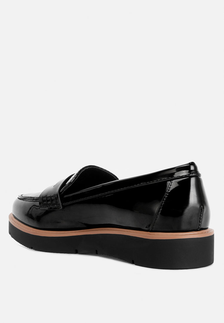 Women Patent PU Wedge Heel Loafer