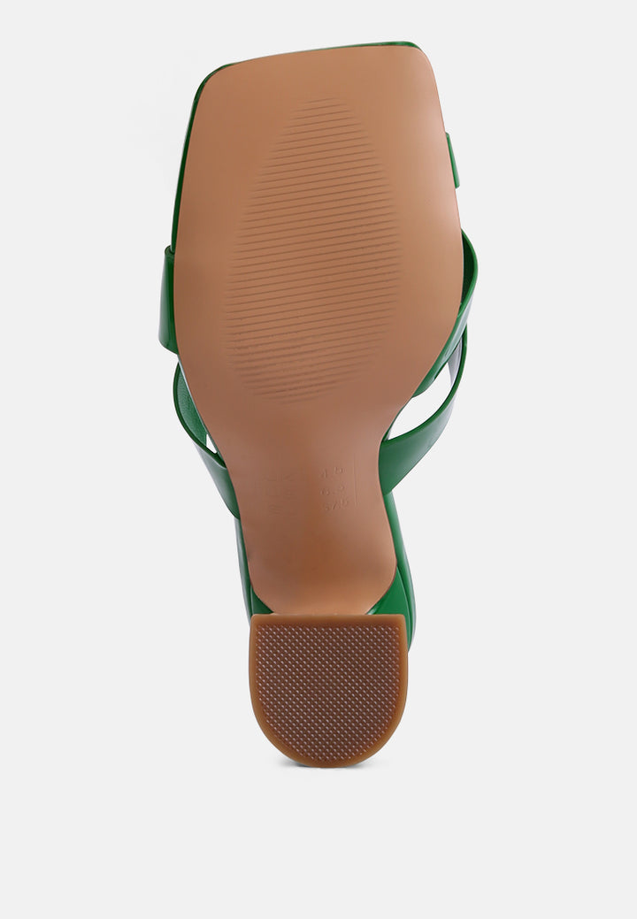 women intertwined toe ring heeled sandals#color_green