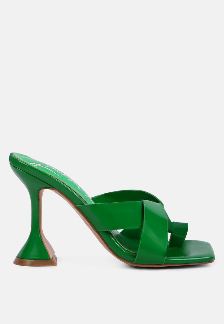 women intertwined toe ring heeled sandals#color_green