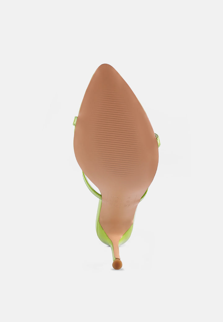 women high heeled pointed toe sandal#color_green