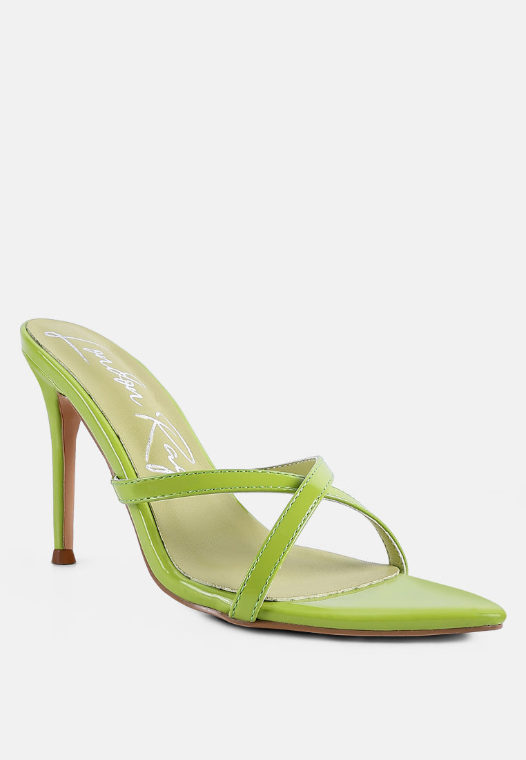 women high heeled pointed toe sandal#color_green