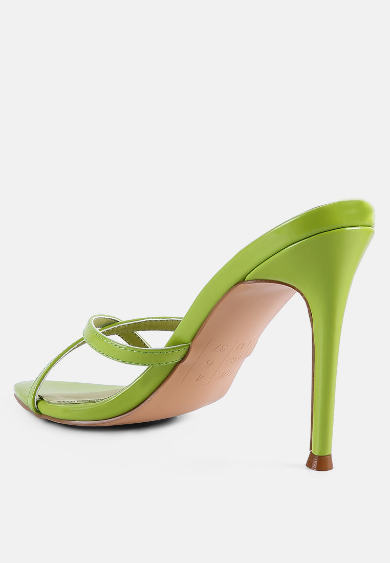 women high heeled pointed toe sandal#color_green
