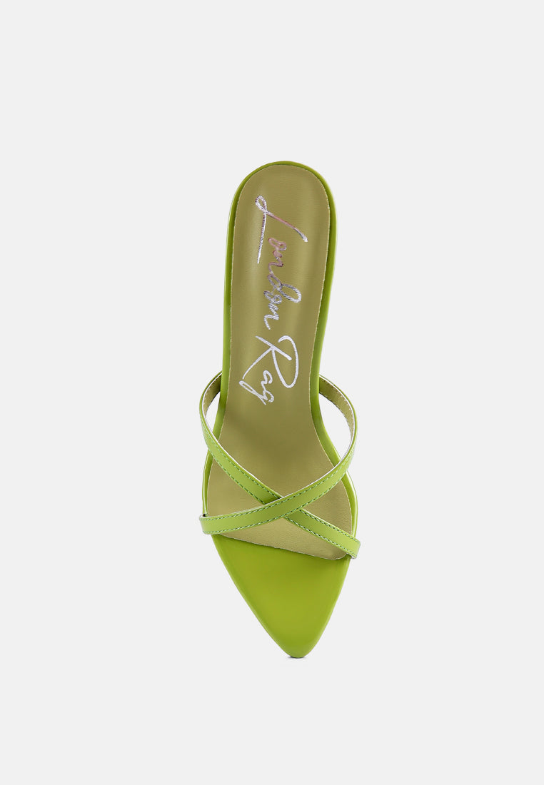 women high heeled pointed toe sandal#color_green
