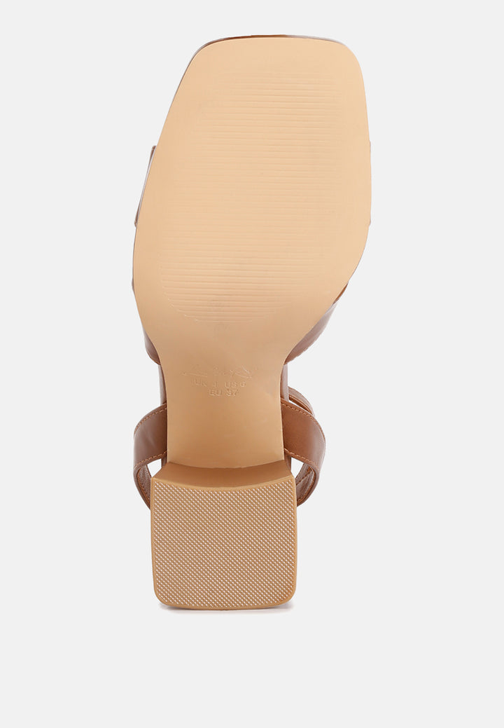 women stacked block heel sandals#color_brown