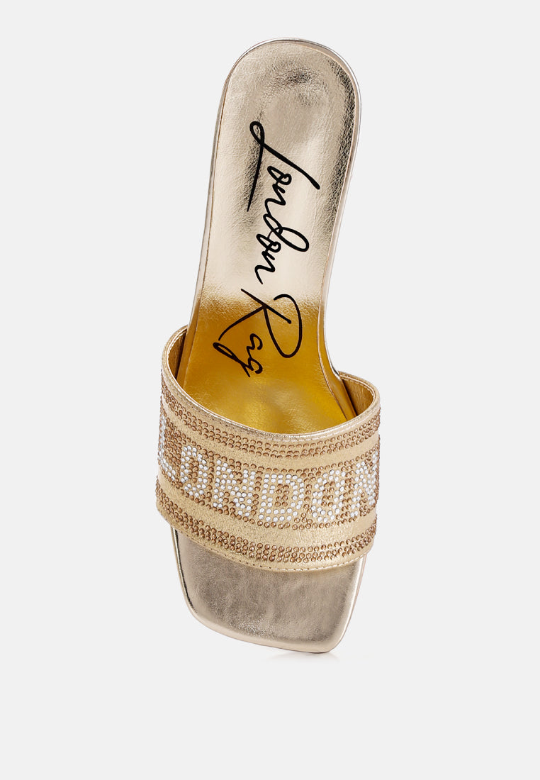 women diamante embellished london sandals#color_gold