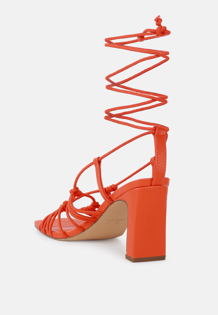 women strings attach braided tie up block heeled sandal#color_orange