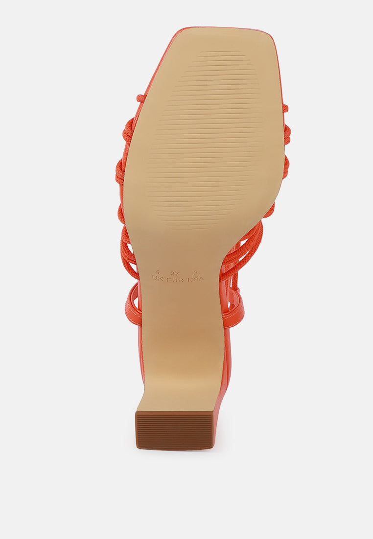 women strings attach braided tie up block heeled sandal#color_orange