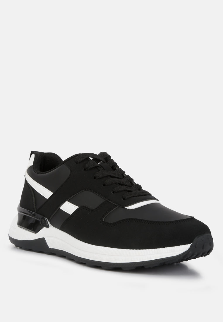 men's suede panelling detail sneakers#color_black