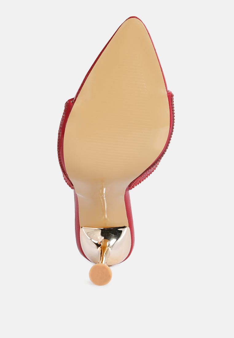 women diamante ballroom stiletto sandals#color_red