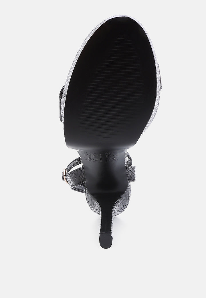 sweetheart croc platform high heeled sandals#color_black