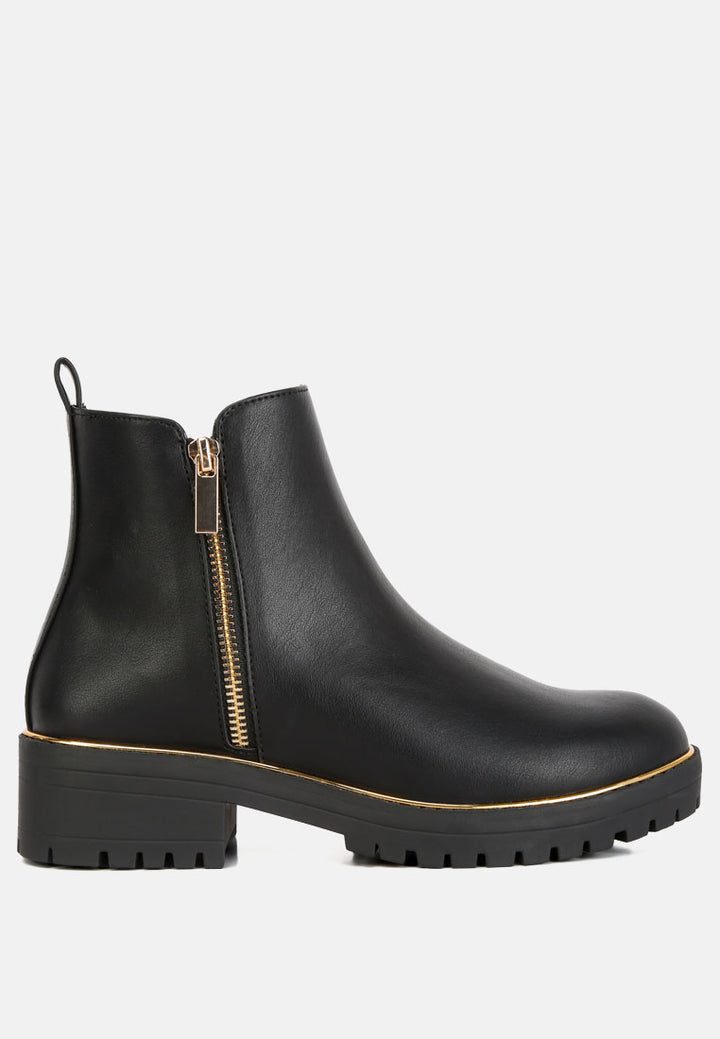 women metallic frame block heel boots#color_black